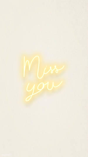 在紋理米白色背景上顯示 miss you 的發光黃色霓虹燈牌 — 螢光黃 壁紙