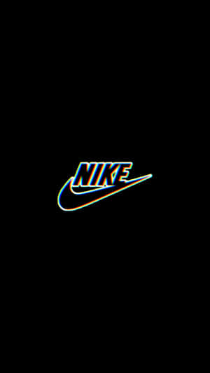 黑色背景上帶有彩虹故障效果的霓虹燈Nike標誌