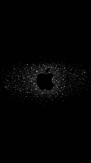 由漂浮的灰色粒子形成的Apple標誌，黑色背景 — 黑色 iPhone 壁紙