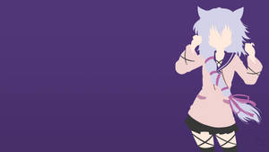 貓耳動漫女孩穿著校服在紫色背景上彎曲手臂 — 深紫色美學 GIF 壁紙