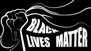一隻舉起的拳頭，帶有流暢線條，並以粗體白色字體寫上「BLACK LIVES MATTER」。 — 黑色動態圖 壁紙