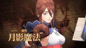 動漫女孩拿著一本關於月光魔法的書，背景有手寫筆記。