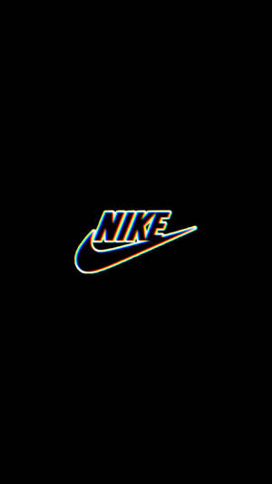 黑色背景上帶有彩虹故障效果的霓虹Nike標誌