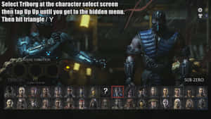 Mortal Kombat 角色選擇畫面，突出顯示 Triborg 和 Sub-Zero。 — 超級英雄 壁紙