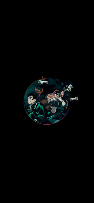兩個動漫戰士在黑色背景上的發光圓圈內激戰。
