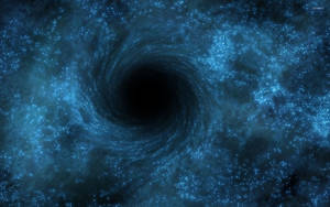 一個藍色宇宙漩渦，恆星旋轉進入黑洞。