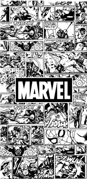 包含超級英雄和音效的Marvel漫畫面板。