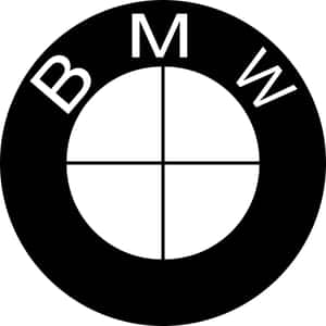 黑白BMW M標誌，帶有粗體字和圓形設計。 — iPad Pro 壁紙