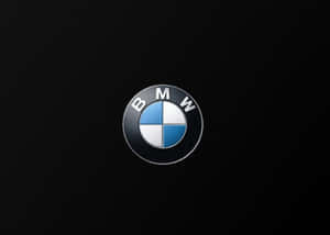 BMW標誌居中於黑色背景，帶有藍色和白色象限。