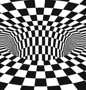 黑白棋盤圖案營造出隧道錯覺。