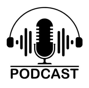 帶有麥克風和耳機的Podcast標誌 — 黑白 壁紙