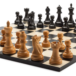 為遊戲而排列在棋盤上的木製國際象棋棋子。 — iPad Air 11 壁紙