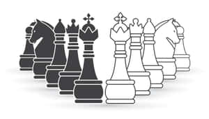 黑白棋子排列成對立的陣線，準備戰鬥。 — 國際象棋 壁紙