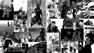 顯示動作場景和戲劇性角色時刻的黑白漫畫面板。 — 漫畫分鏡gif 壁紙