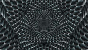一個黑灰色幾何隧道，重複的鑽石圖案營造出催眠般的3D幻覺。 — 黑白 壁紙