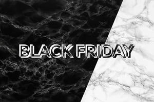 黑白大理石分割與粗體Black Friday文字。