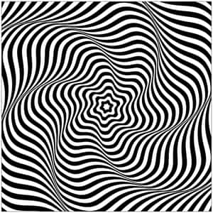 黑白漩渦狀條紋營造出催眠般的錯視效果。