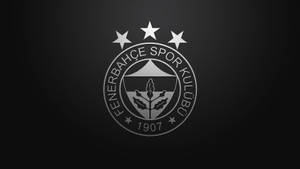 有紋理黑色背景上，帶有三粒星嘅Fenerbahçe Spor Kulübü標誌。