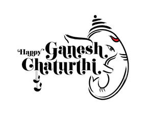 Happy Ganesh Chaturthi 祝福，帶有風格化象頭和節日文字。