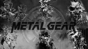 風格化的黑白圖形設計中的《Metal Gear Solid》角色。