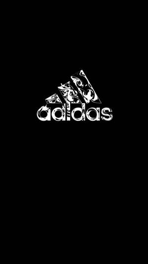 黑色背景上帶有裝飾性漩渦的Adidas標誌 — 黑白 iPhone 壁紙