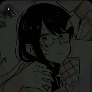 戴著眼鏡、頭髮凌亂的動漫女孩，害羞地睜大眼睛向上看。 — 動漫女孩 壁紙