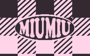 粉紅色和黑色條紋背景上的像素化Miumiu標誌