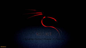 Kali Linux標誌在深藍色紋理背景上發出紅光，帶有文字