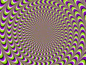充滿活力的催眠螺旋圖案，帶有紫色、綠色和白色帶。