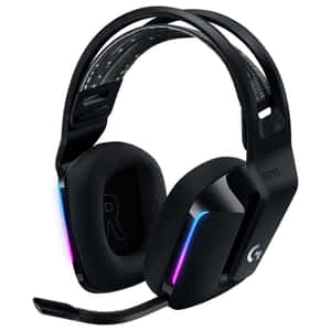 黑色Logitech G733遊戲耳機，配備RGB燈光及麥克風 — 遊戲 壁紙