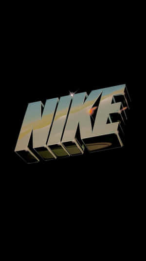 Nike 標誌在黑色背景上金屬表面反射日落