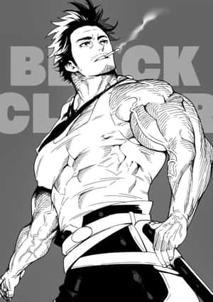 肌肉發達動漫男子抽煙手持劍黑白風格 — OnePlus Pad 壁紙
