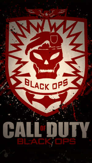 Call of Duty Black Ops 標誌，帶有骷髏頭和軍用頭盔設計。