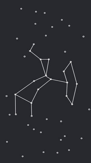 在深灰色星空背景上，一個馬星座的白色線條圖。