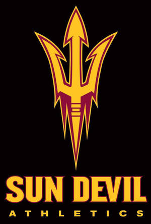 Sun Devil Athletics標誌，在黑色背景上以黃色和栗色呈現三叉戟設計。 — 學校 壁紙