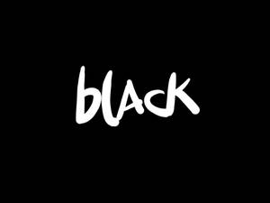 單詞 black 以白色塗鴉字體寫在黑色背景上。 — 黑白 壁紙