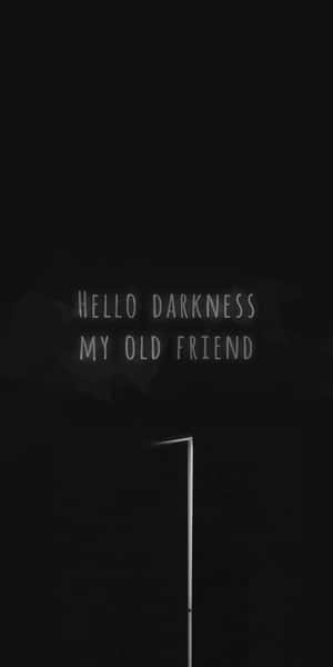 黑暗背景，帶有發光門口和文字hello darkness my old friend