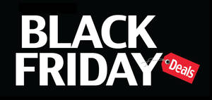 Black Friday 促銷圖案，帶有粗體白色文字和紅色優惠標籤。