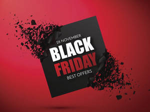 Black Friday 促銷圖形，黑色正方形在紅色背景上碎裂 — 怪誕星期五 壁紙