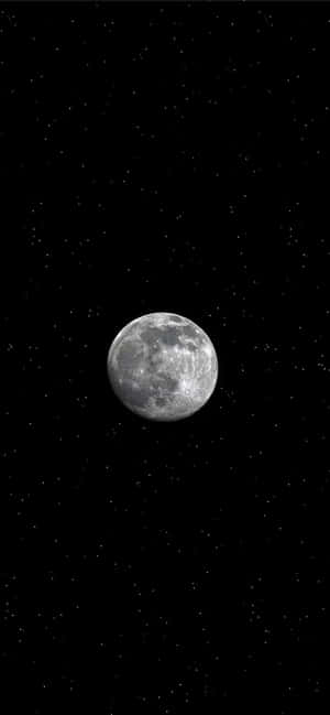 滿月帶有隕石坑，襯托著繁星點點的夜空