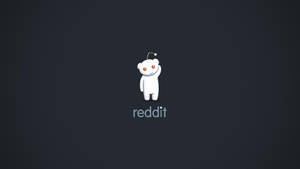 深灰色背景上，白色外星人吉祥物，有橙色眼睛和天線，位於reddit字樣上方。