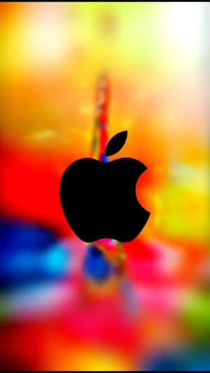彩色模糊背景上的黑色Apple標誌