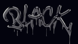 光澤黑色3D文字在黑色背景上拼寫「black」，帶有滴落效果。 — 黑色 壁紙