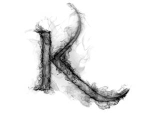 白色背景上呈字母K形狀的煙霧