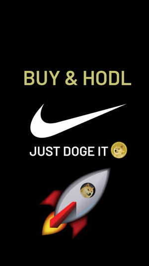 黑色背景，帶有加密貨幣標語和doge火箭迷因 — 狗 壁紙