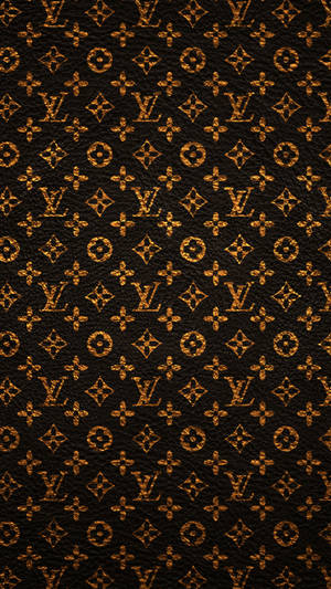 黑色皮革，帶有金色 Louis Vuitton 字母組合圖案壓印。 — 美學手機GIF 壁紙