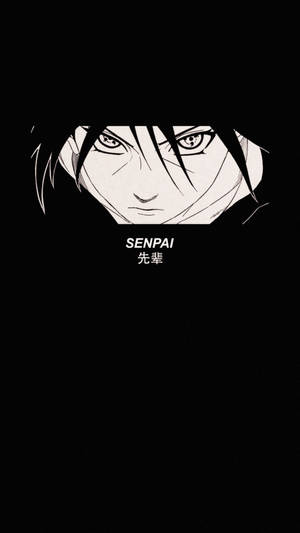 黑色背景上帶有「SENPAI」文字的動畫角色面孔。