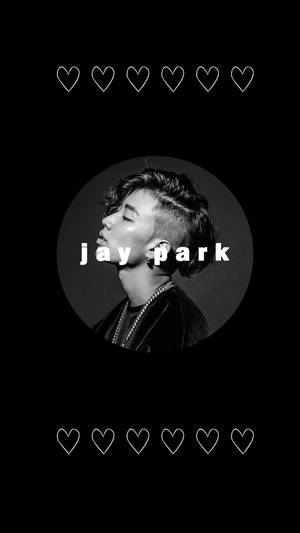 Jay Park 的黑白肖像，上下有愛心輪廓。 — 黑色電話 壁紙