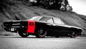 帶有紅色HEMI條紋的黑色經典肌肉車停在路邊。 — 老福特貨車 壁紙