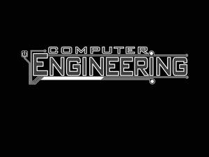 黑色背景上帶有電路設計元素的Computer Engineering標誌 — 科技 壁紙